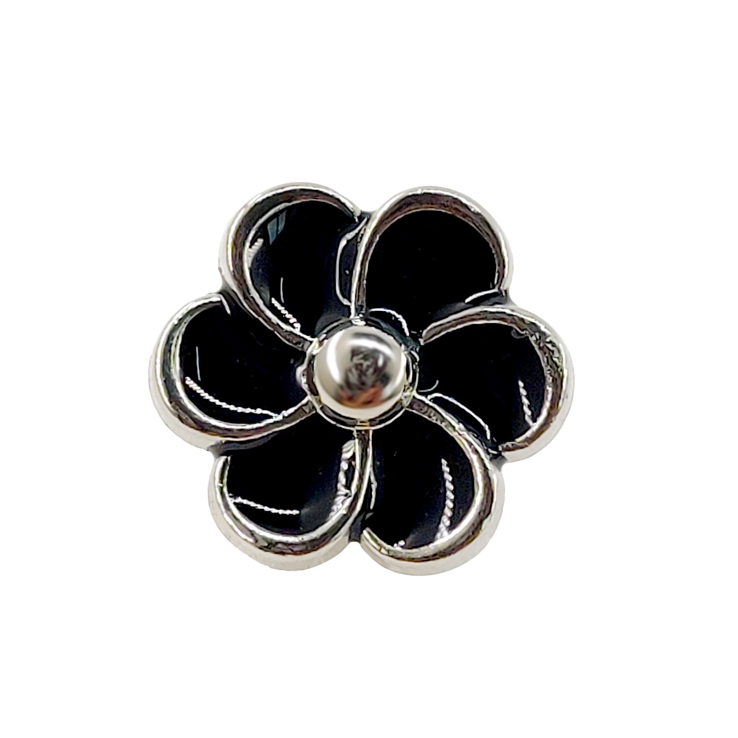 Craftisum Enamel Black Plum Flower Shank Sewing Buttons 20 Pcs - 11.5mm, 15/32"