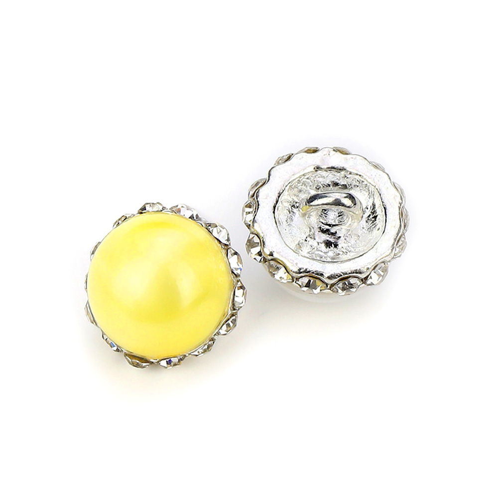 Craftisum Yellow Hemisphere Resin Piece Silver Sewing Shank Buttons 20 Pcs - 11.5mm, 15/32"