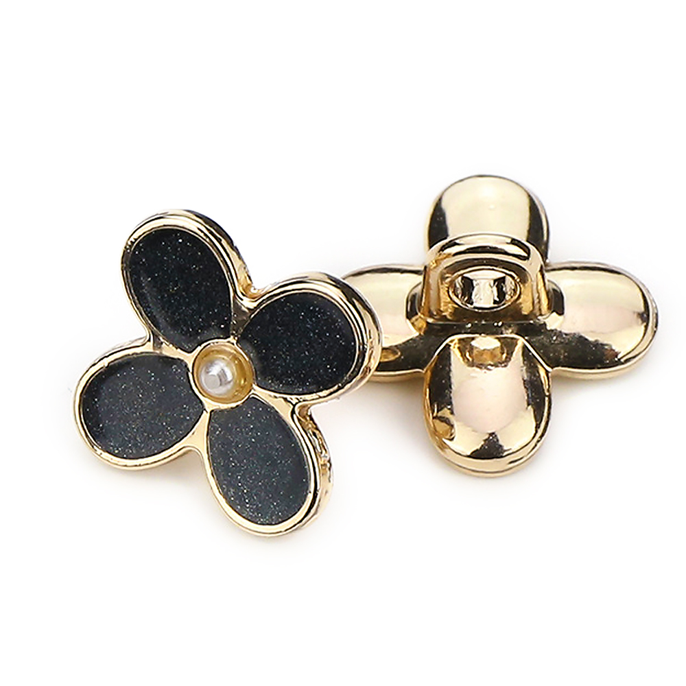 Craftisum Black Windmill Flower Enamel Sewing Shank Buttons 20 Pcs - 12.5mm, 1/2"