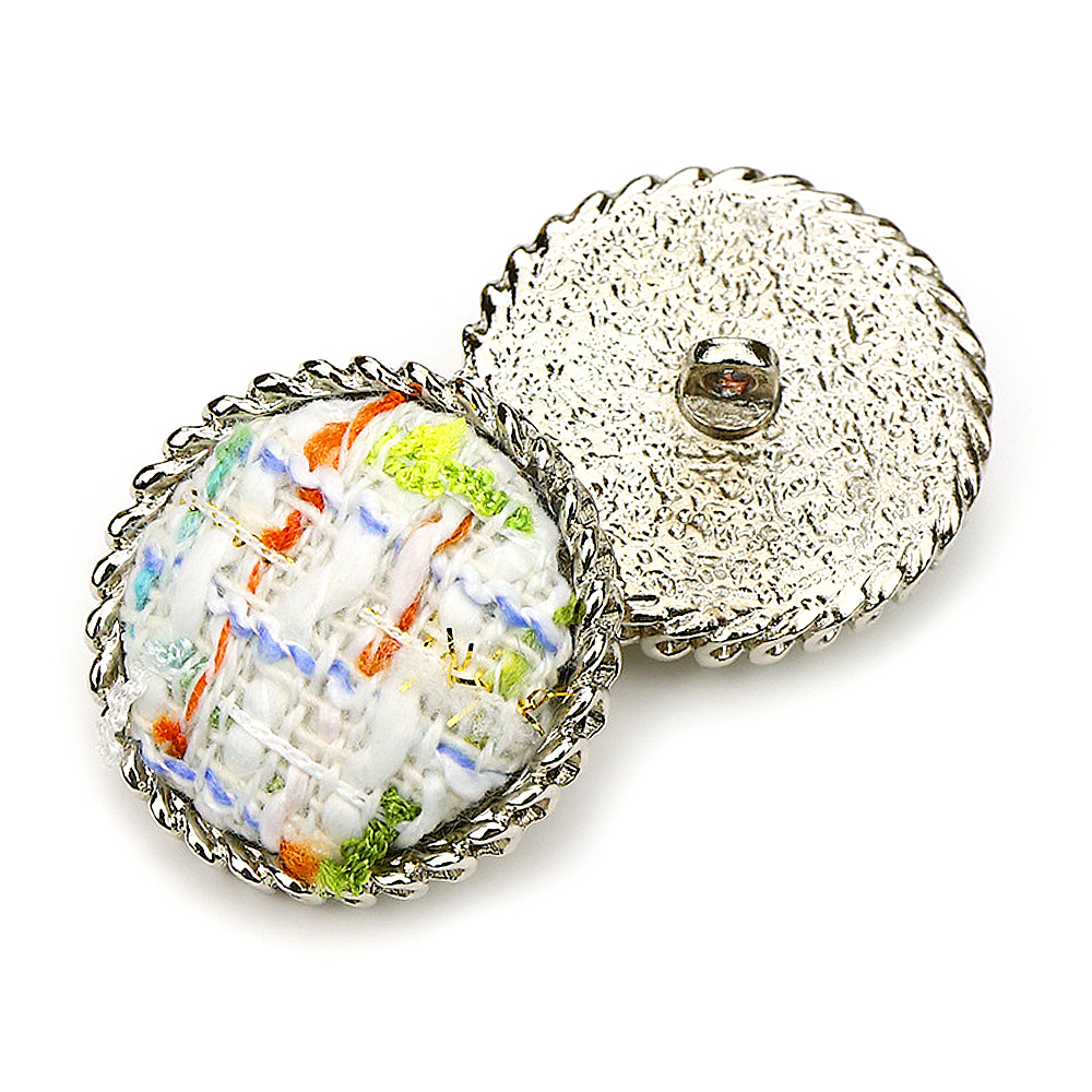 Craftisum Mixed Color Tweed-Fabric Silver Wave Edge Sewing Shank Buttons 20 Pcs - 18mm, 23/32"