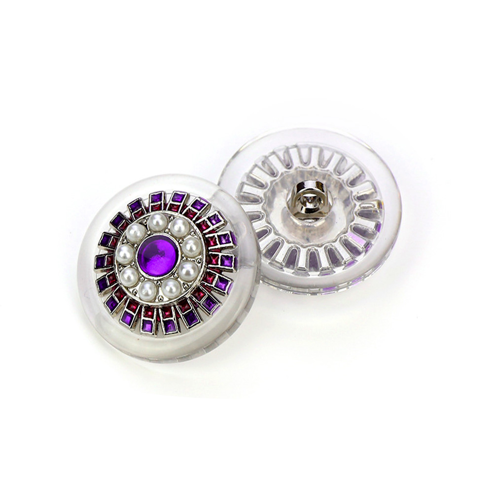 Craftisum Clear Acrylic Purple Resin Silver Gear Metal Base Shank Buttons 20 Pcs - 18mm, 23/32"