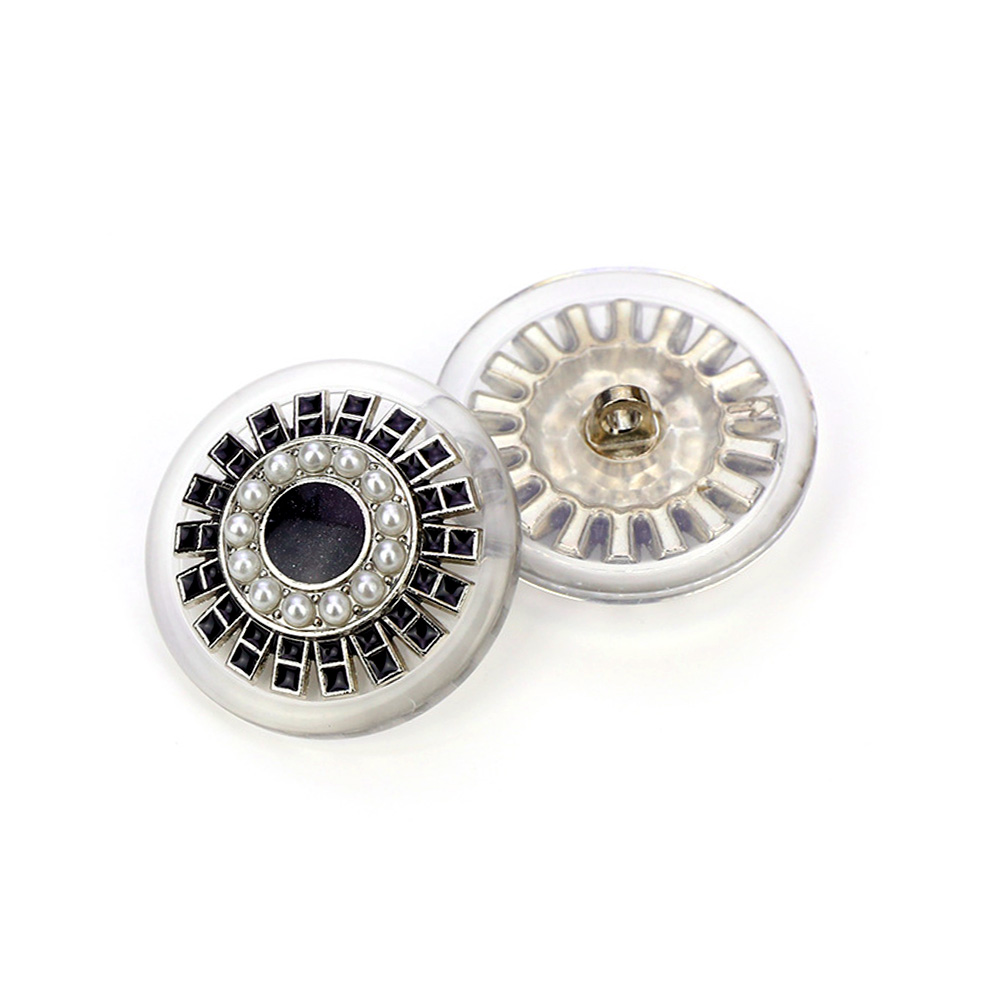 Craftisum Clear Acrylic Black Resin Silver Gear Metal Base Shank Buttons 20 Pcs - 18mm, 23/32"