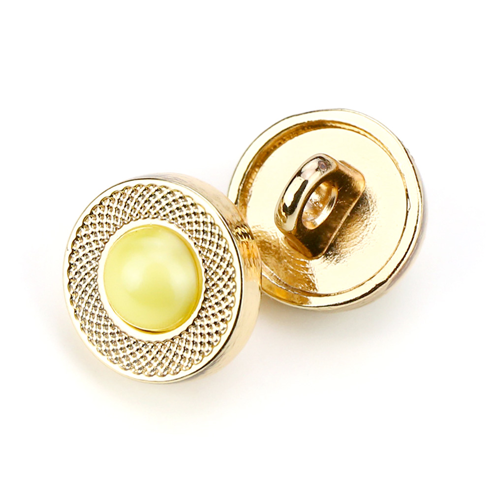 Craftisum Translucent Yellow Resin Core Golden Metal Base Shank Buttons 20 Pcs - 10mm, 13/32"