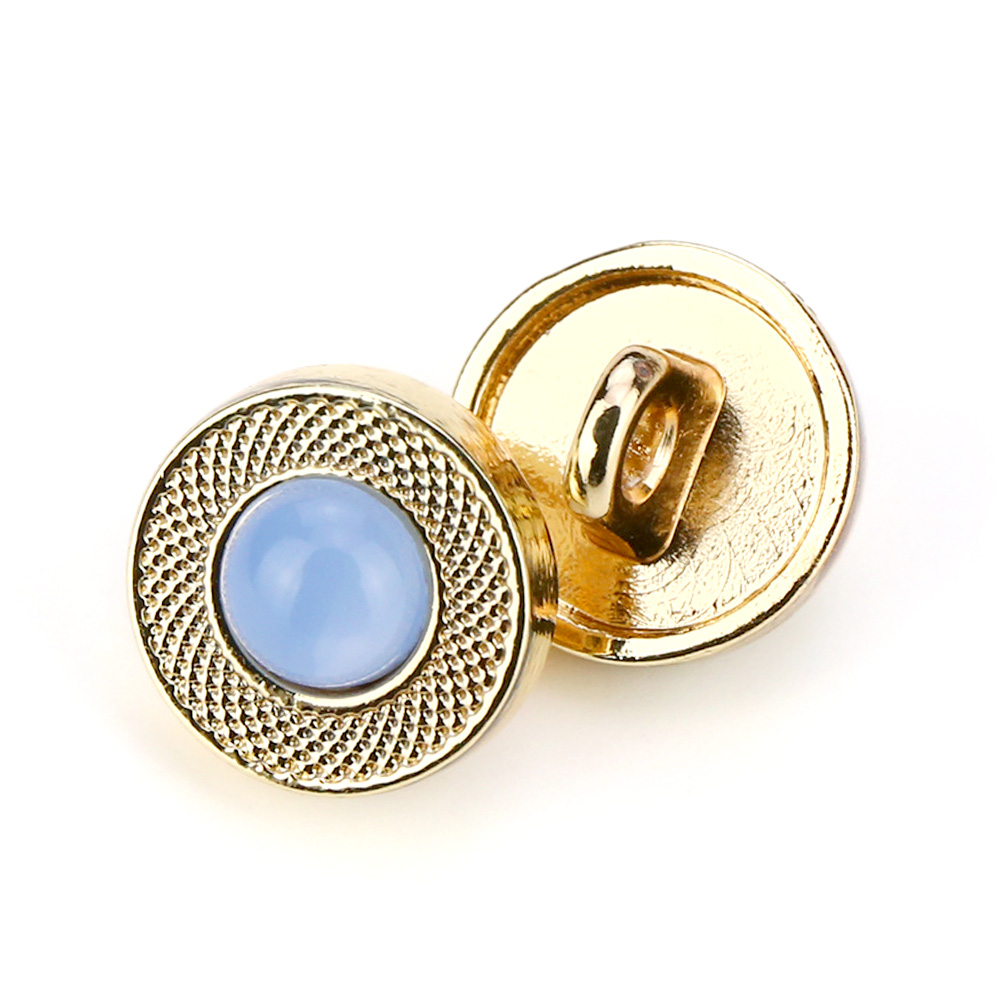 Craftisum Translucent Blue Resin Core Golden Metal Base Shank Buttons 20 Pcs - 10mm, 13/32"