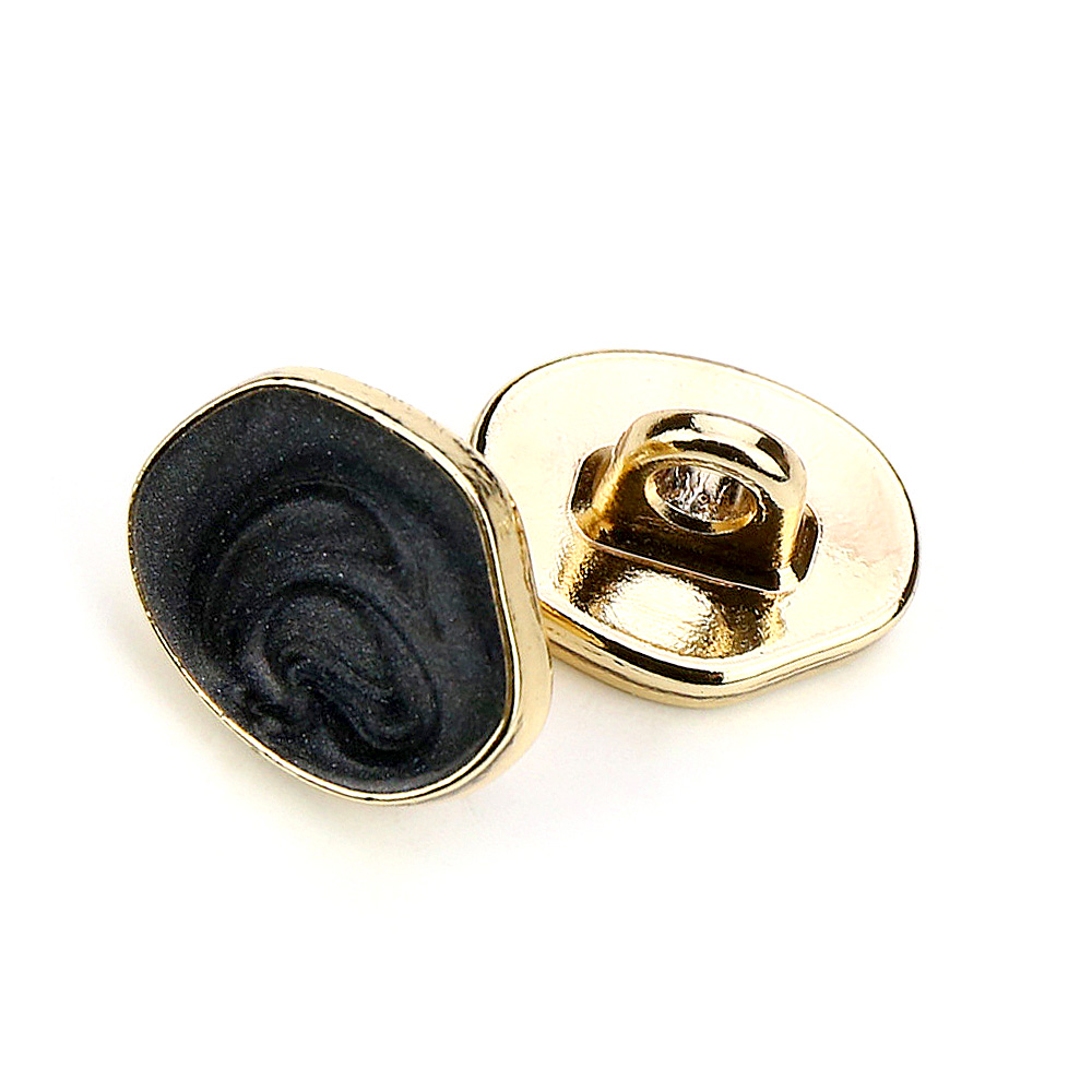 Craftisum Black Small Gravel Shape Enamel Layer Metal Base Sewing Shank Buttons 20 Pcs - 11.5mm, 15/32"