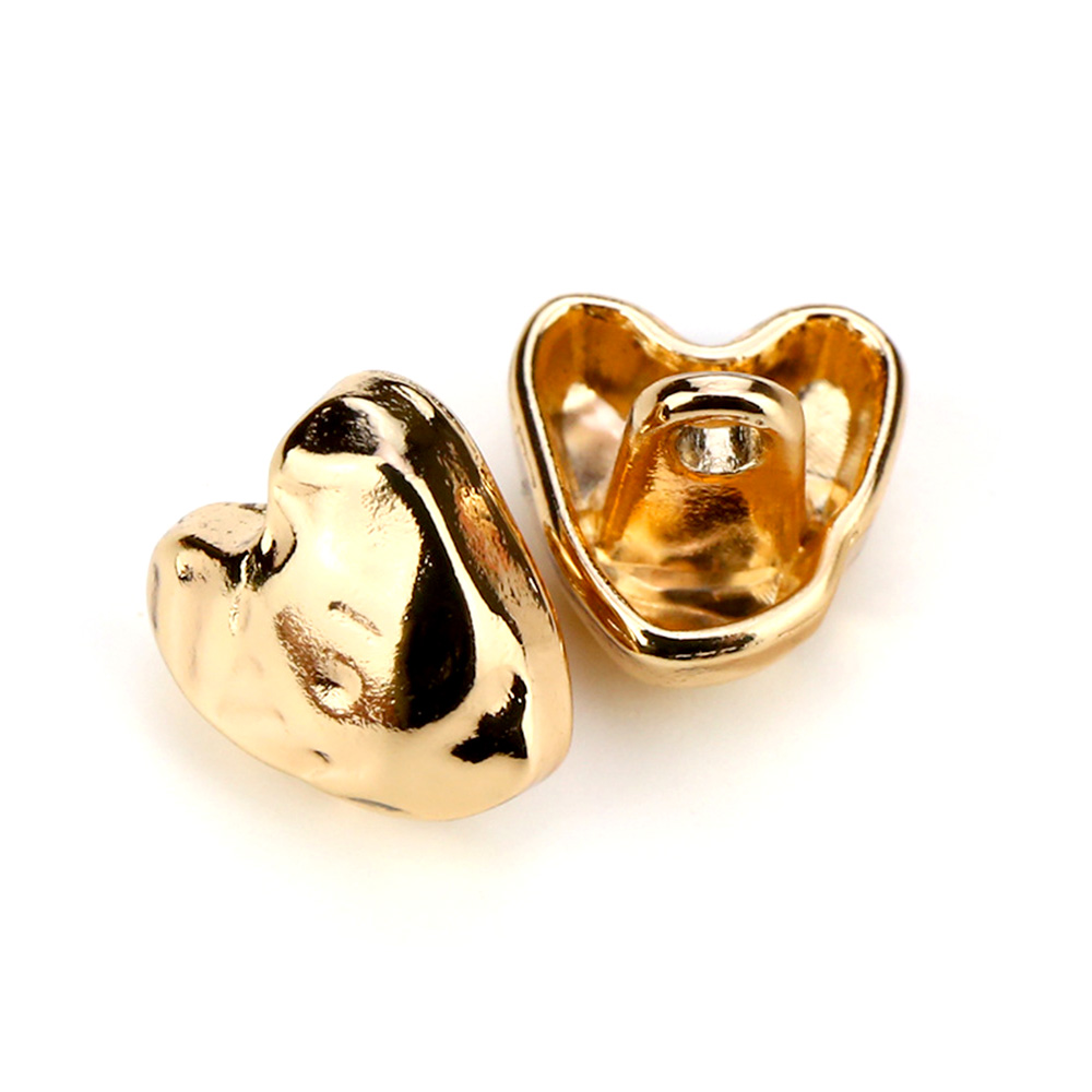 Craftisum Golden Heart Shape Metal Sewing Shank Buttons 20 Pcs - 11.5mm, 15/32"