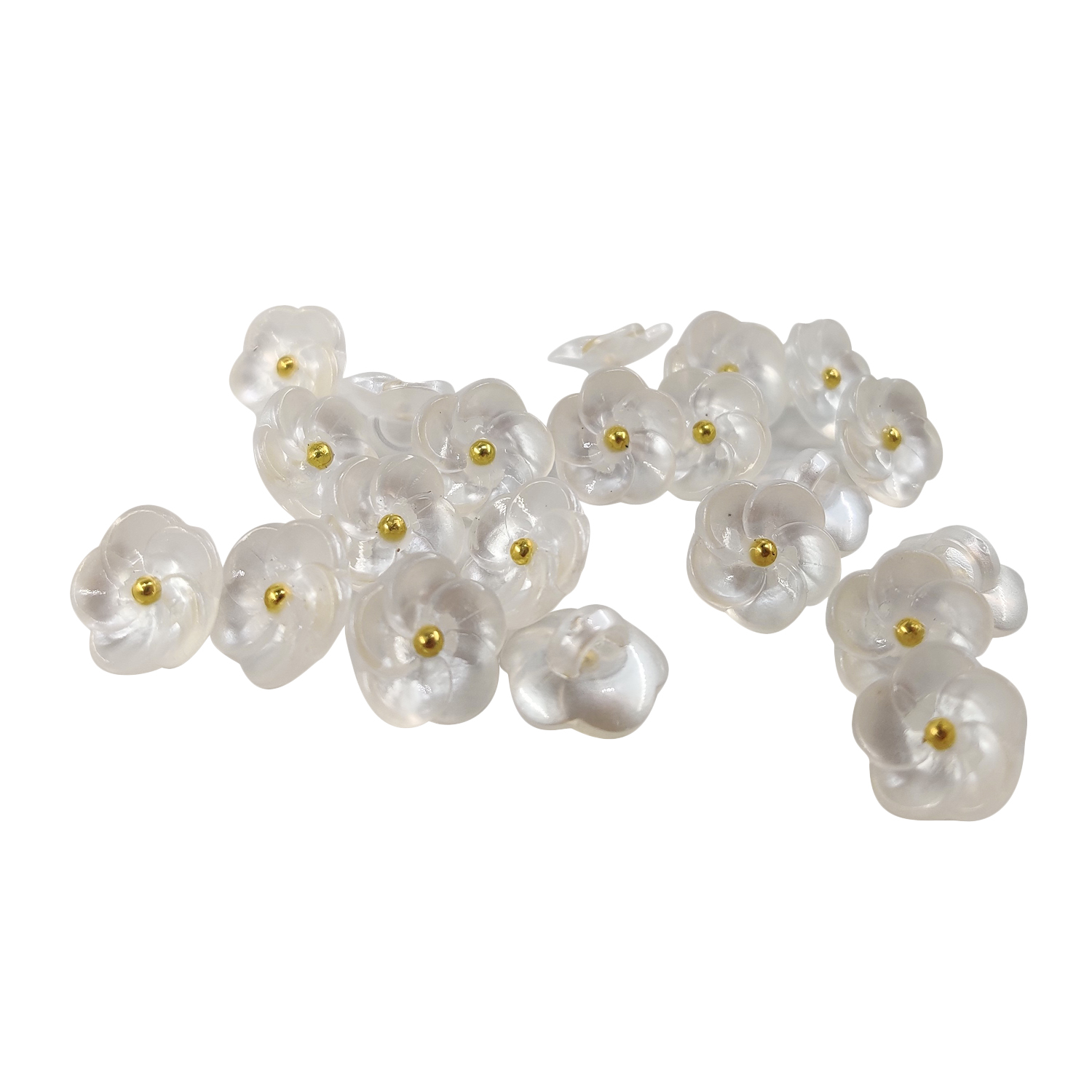 Craftisum White Plum Blossom Resin Sewing Shank Buttons 20 Pcs - 12.5mm, 1/2"