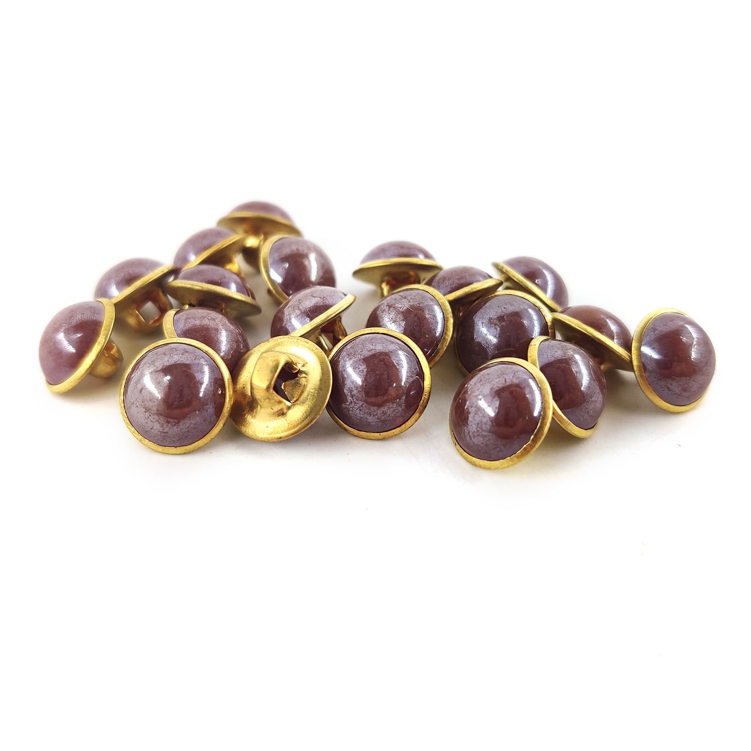 Craftisum Wine Red Resin Sewing Buttons Brass Metal Base with Shank 30 Pcs - 10mm, 13/32"