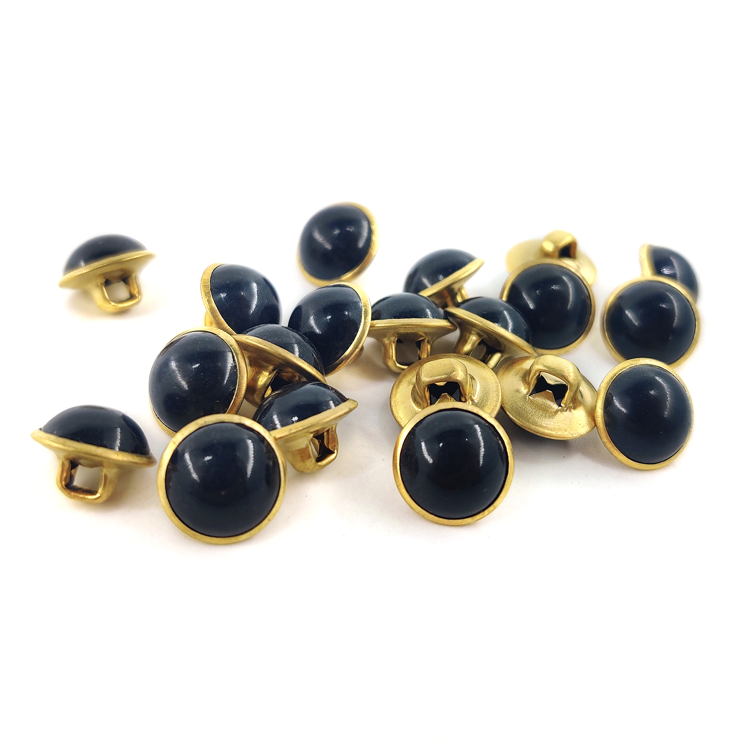 Craftisum Black Resin Sewing Buttons Brass Metal Base with Shank 30 Pcs - 10mm, 13/32"