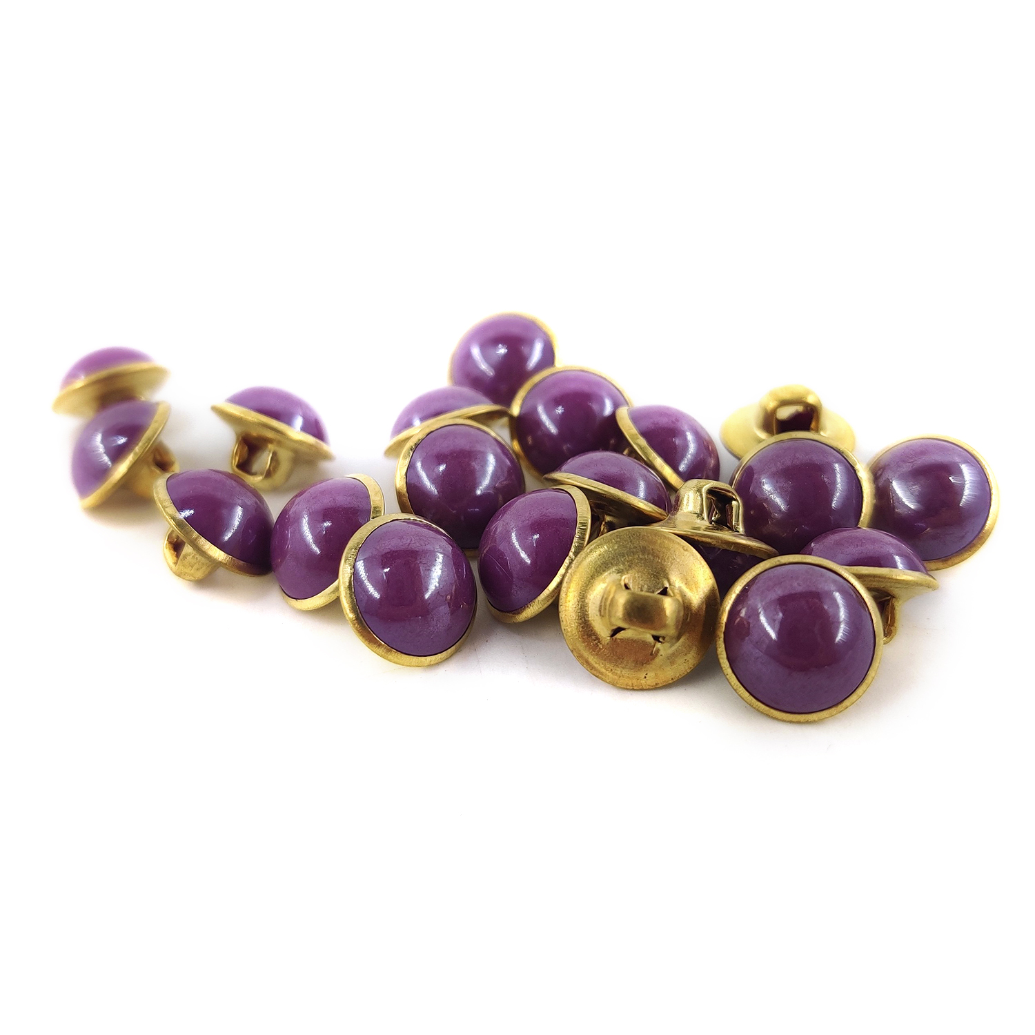 Craftisum Purple Resin Sewing Buttons Brass Metal Base with Shank 30 Pcs - 10mm, 13/32"