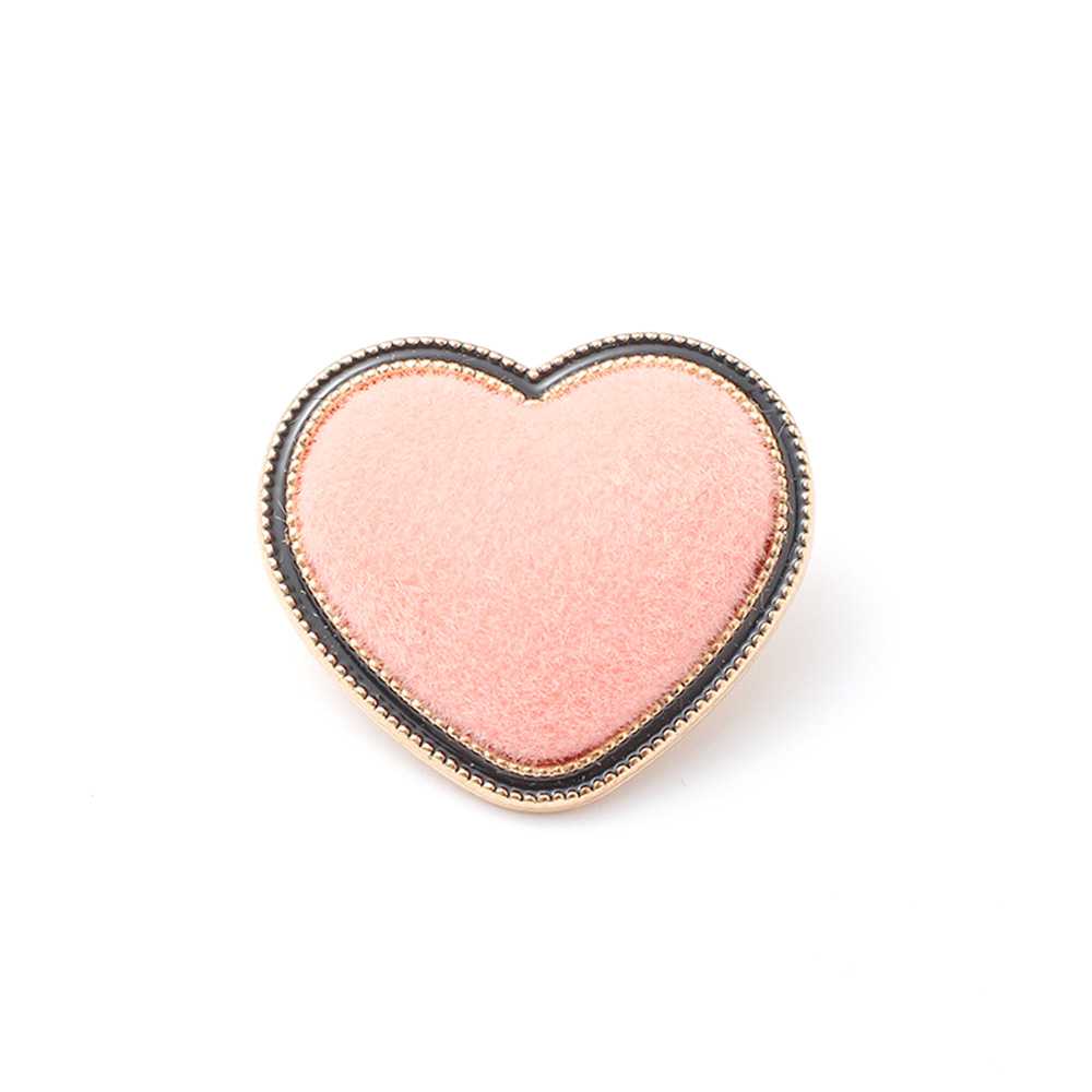 Craftisum Pink Velvet Heart Metal Base Sewing Shank Buttons 20 Pcs - 18mm, 23/32"