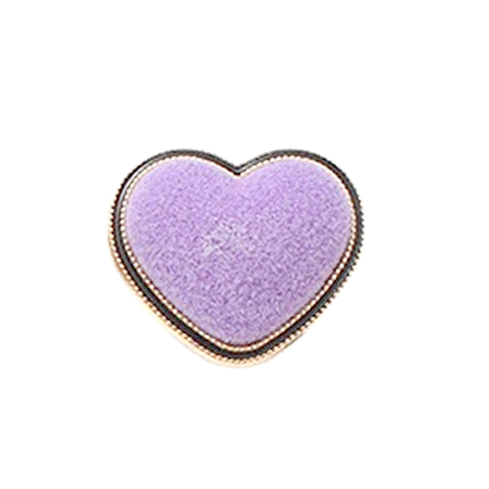 Craftisum Purple Velvet Heart Metal Base Sewing Shank Buttons 20 Pcs - 18mm, 23/32"