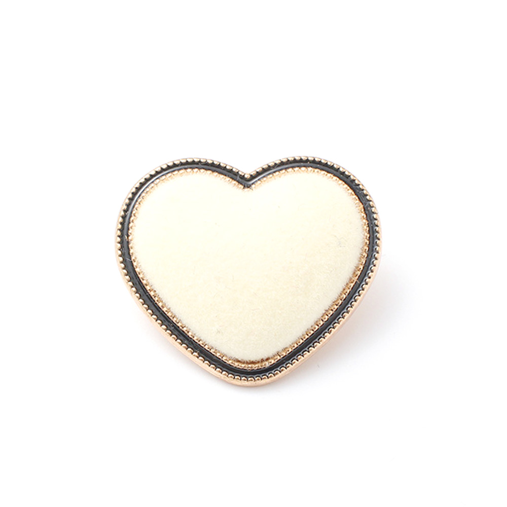 Craftisum White Velvet Heart Metal Base Sewing Shank Buttons 20 Pcs - 18mm, 23/32"