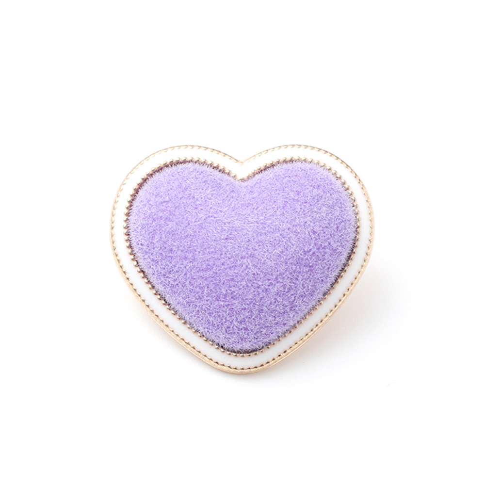 Craftisum Violet Velvet Heart Metal Base Sewing Shank Buttons 20 Pcs - 18mm, 23/32"