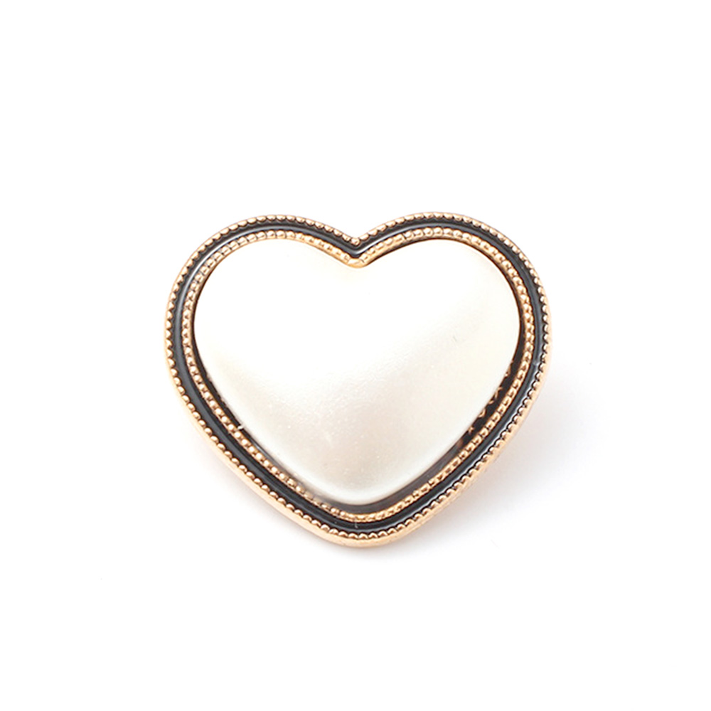 Craftisum Pearly Resin Heart Metal Base Sewing Shank Buttons 20 Pcs - 18mm, 23/32"