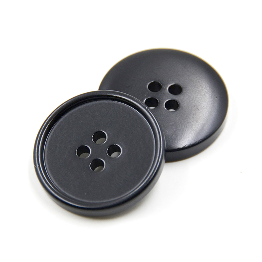 Craftisum 20 pcs 4 Holes Black Resin Flat Sewing Buttons for Coats -25mm -1"