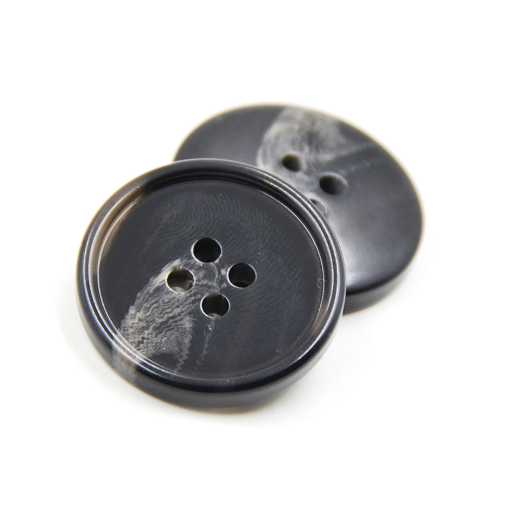 Craftisum 20 pcs 4 Holes Black Marbling Resin Flat Sewing Buttons for Coats -25mm -1"