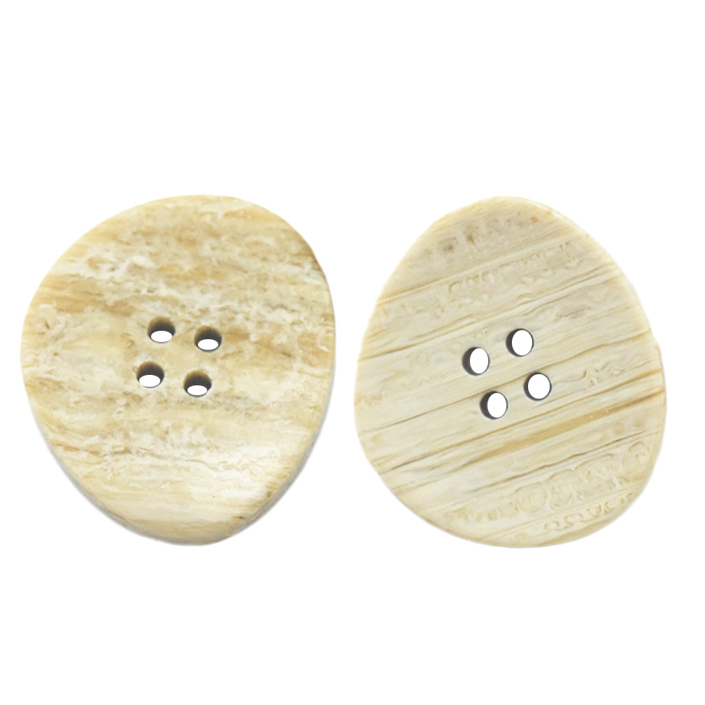 Craftisum 20 pcs Pebble Shape Beige Resin Two Sides Available Flat Sewing Coat Buttons -30mm -13/16"