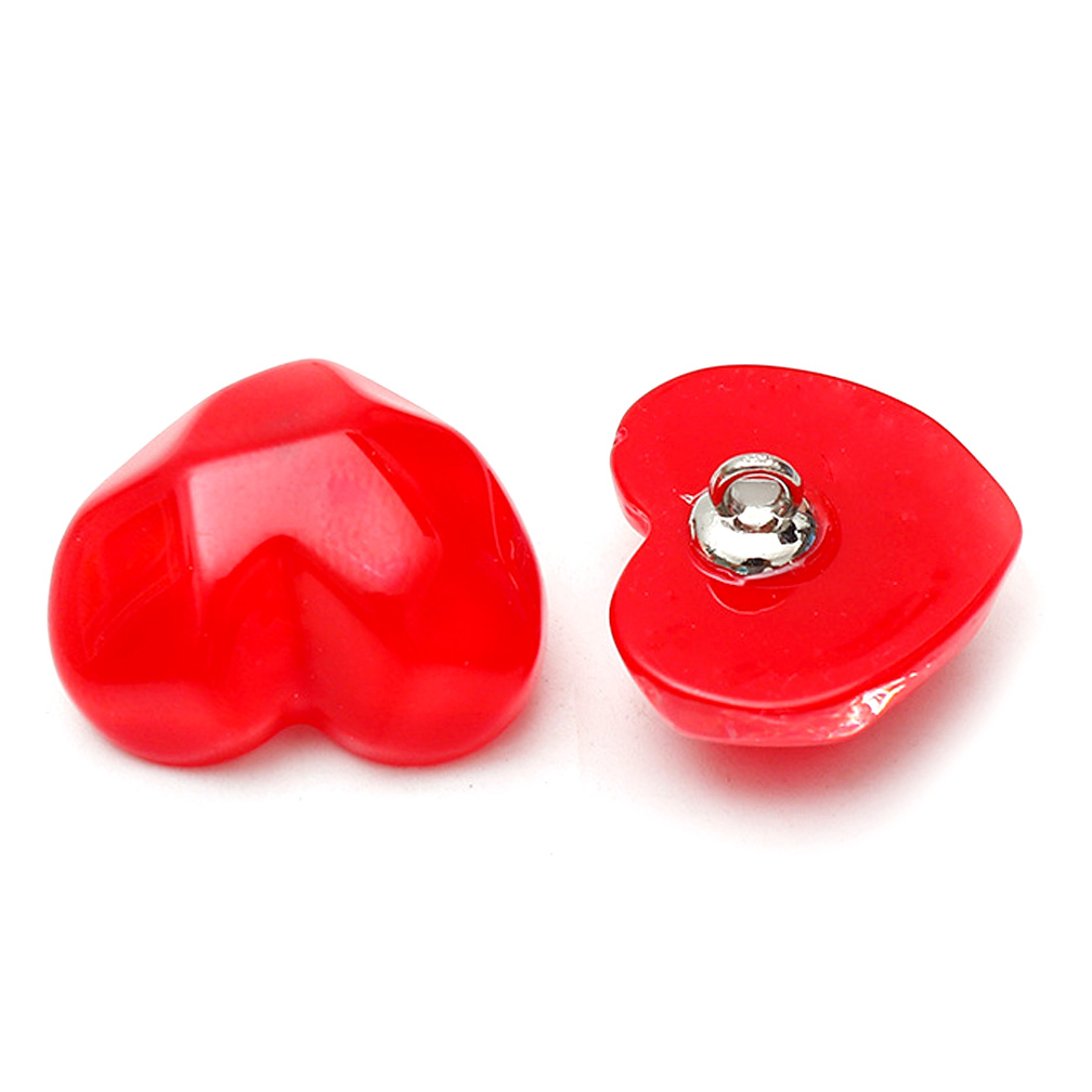 Craftisum 20 pcs Red Resin Jelly Heart Shape with Metal Loop Sewing Coat Buttons -20mm -13/16"