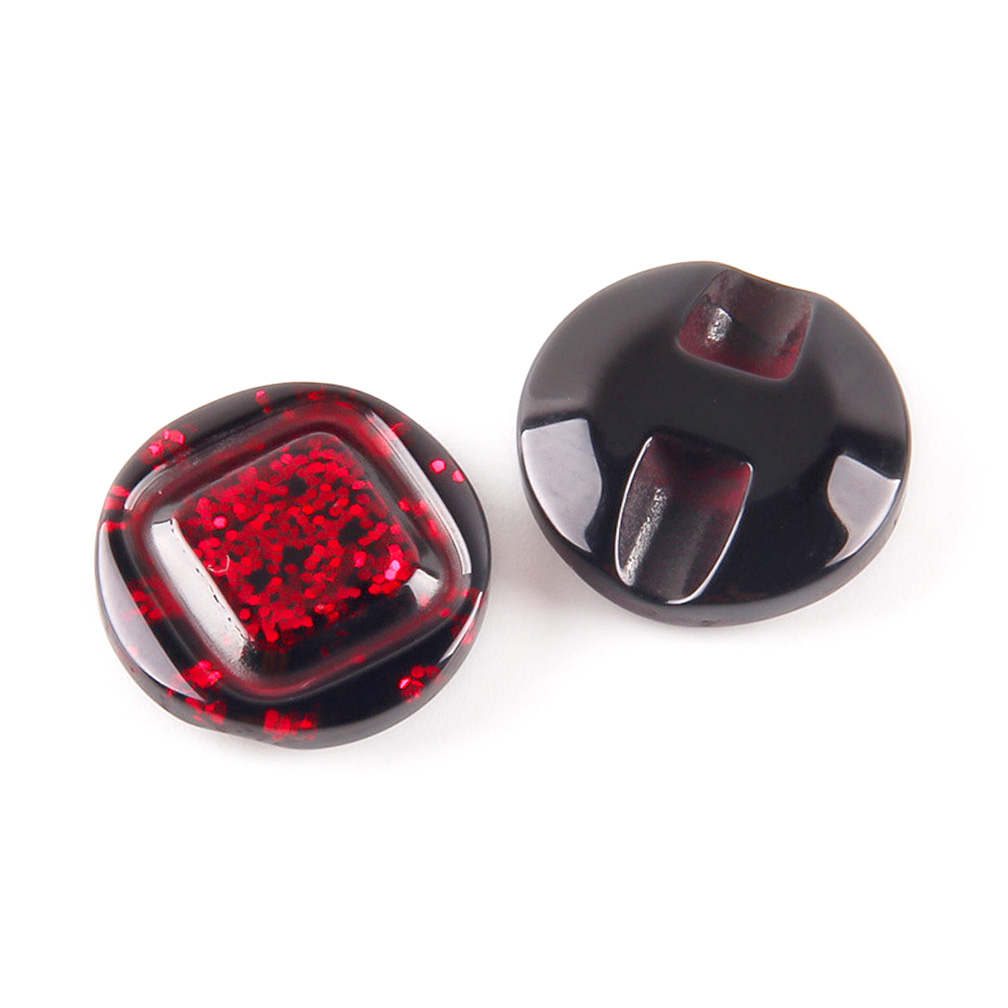 Craftisum 20 pcs Transparent Wine Red Resin with Sequin Powders Flat Sewing Coat Buttons -20mm -13/16"