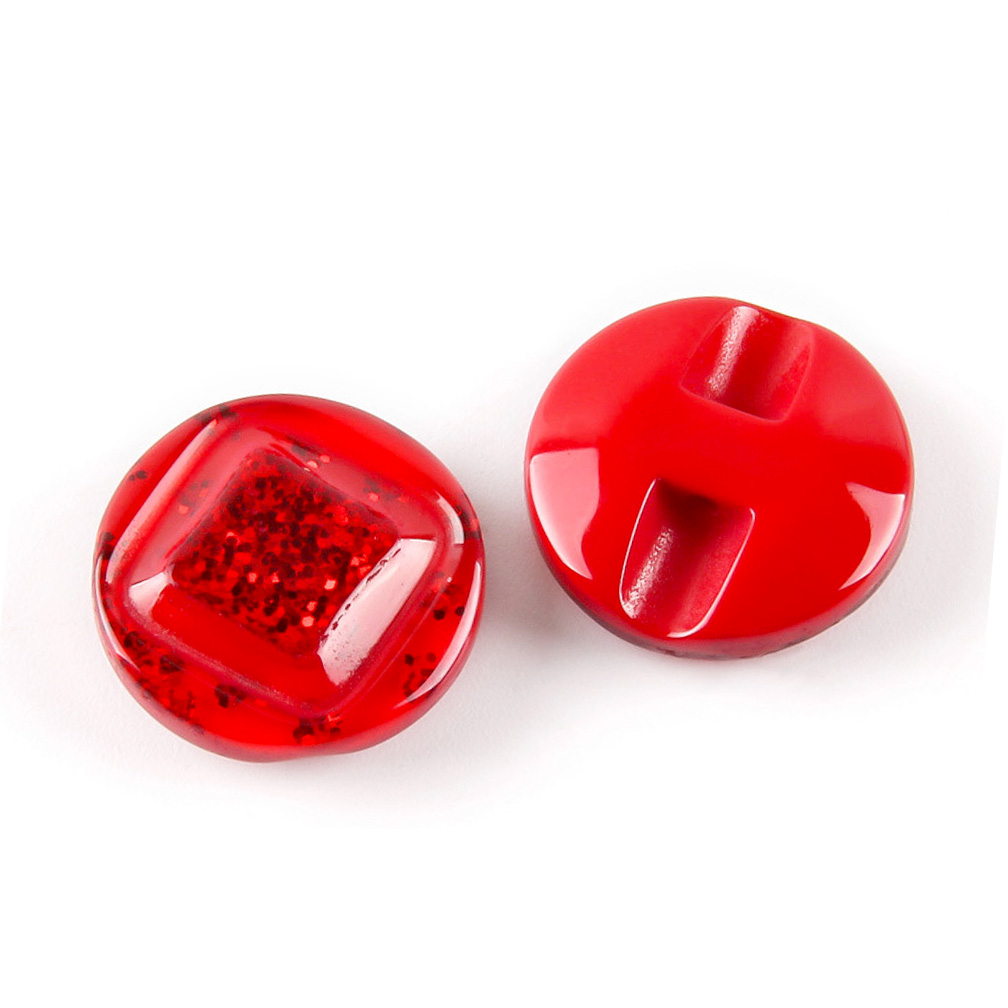 Craftisum 20 pcs Red Transparent Resin with Sequin Powders Flat Sewing Coat Buttons -20mm -13/16"