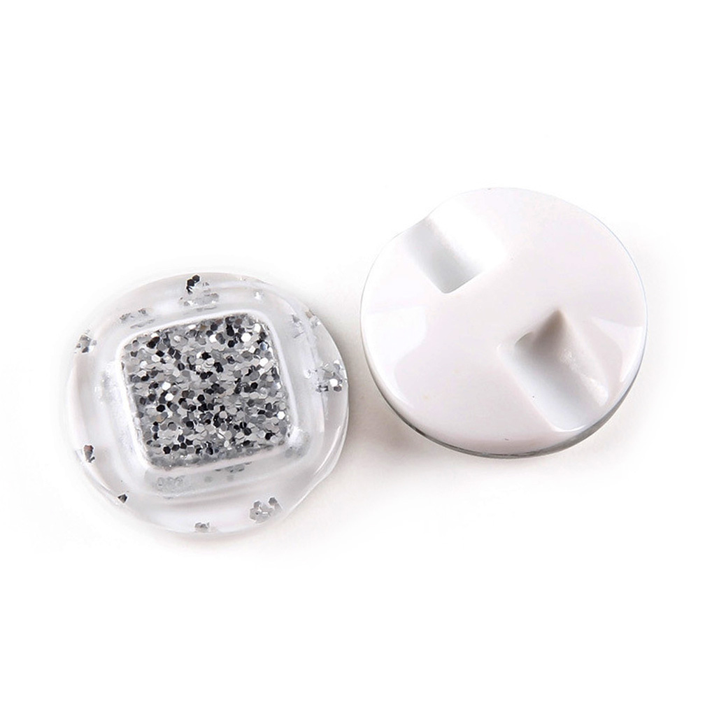 Craftisum 20 pcs Transparent White Resin with Sequin Powders Flat Sewing Coat Buttons -20mm -13/16"