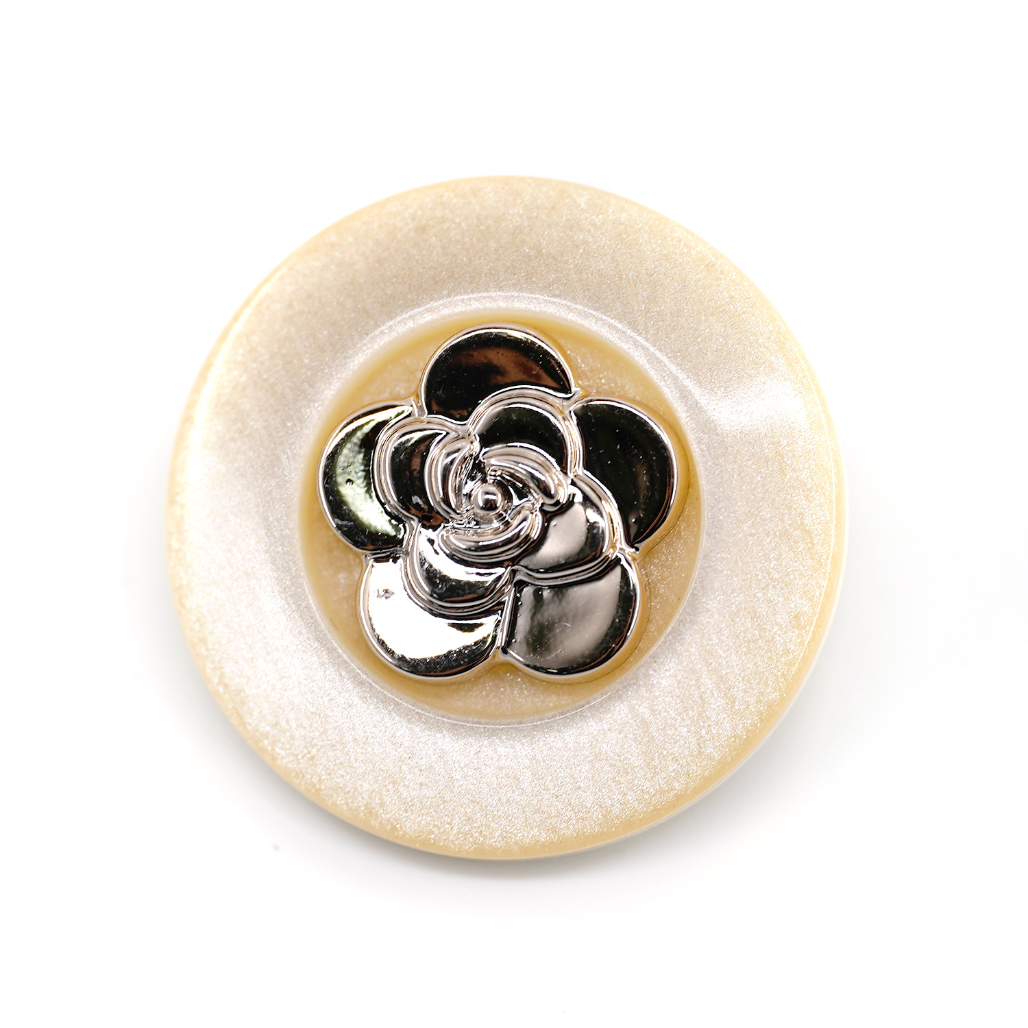 Craftisum 20 pcs Electroplate Camellia Cream Resin Layer Sewing Shank Coat Buttons -25mm -1"