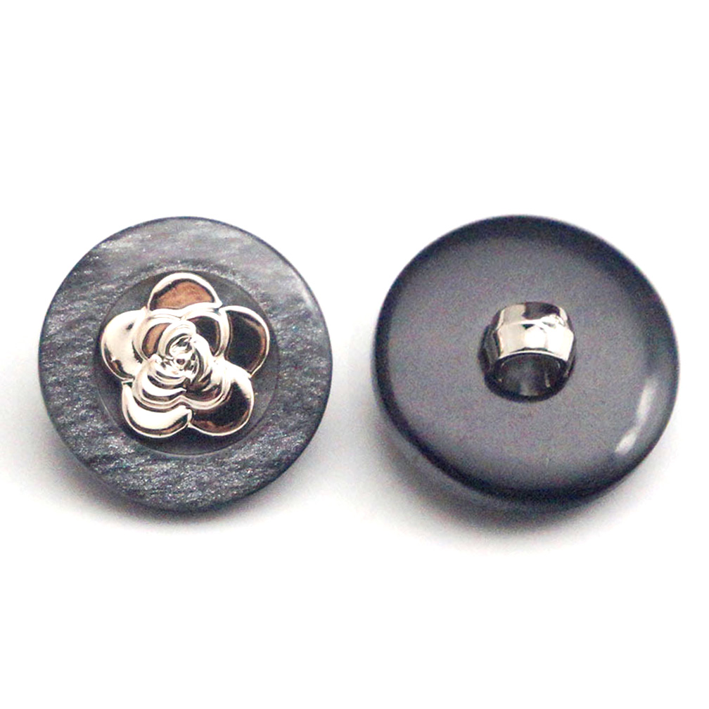 Craftisum 20 pcs Electroplate Camellia Black Resin Layer Sewing Shank Coat Buttons -25mm -1"