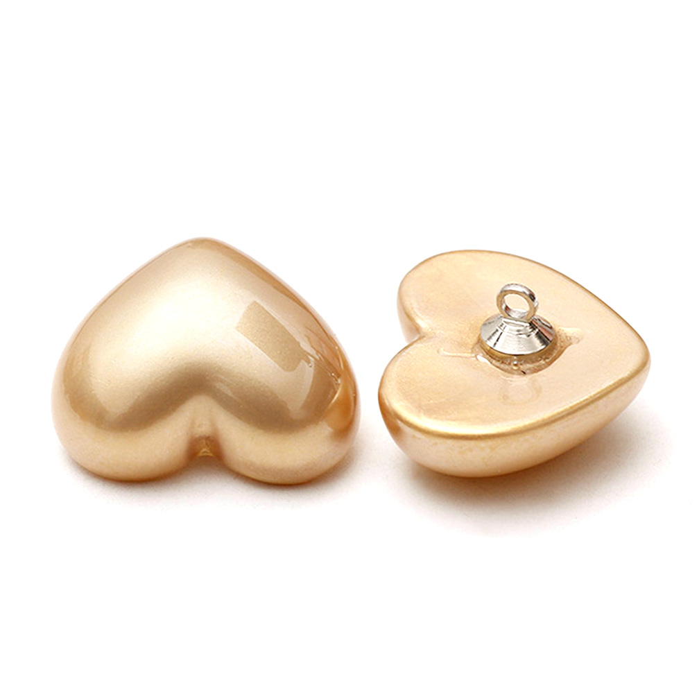 Craftisum 20 pcs Golden Pearl Color Paints Resin Heart Shape Sewing Coat Buttons with Loop -20mm -13/16"