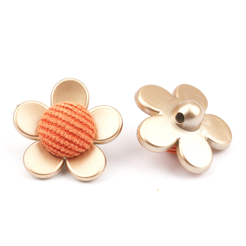 Craftisum 20 pcs Metal Flower Orange Fabric Core Sewing Shank Coat Buttons -30mm -13/16"