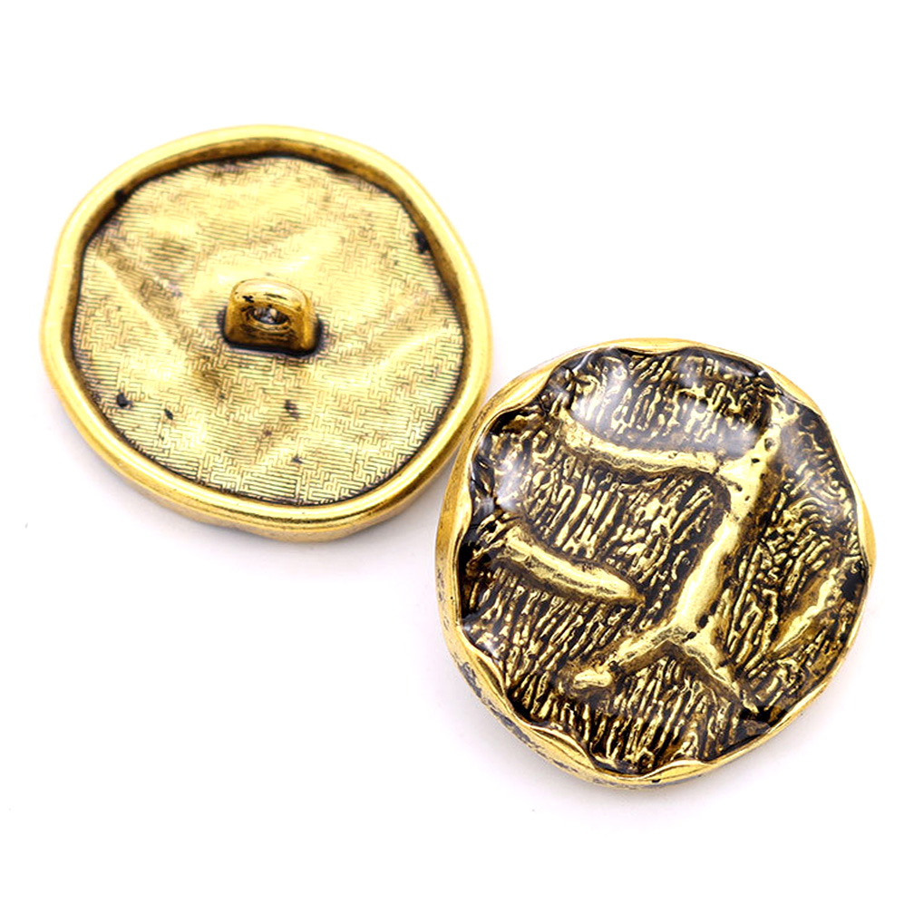 Craftisum 20 pcs Bronze Irregular Root Theme Enamel Layer Metal Shank Sewing Buttons for Coats -25mm -1"