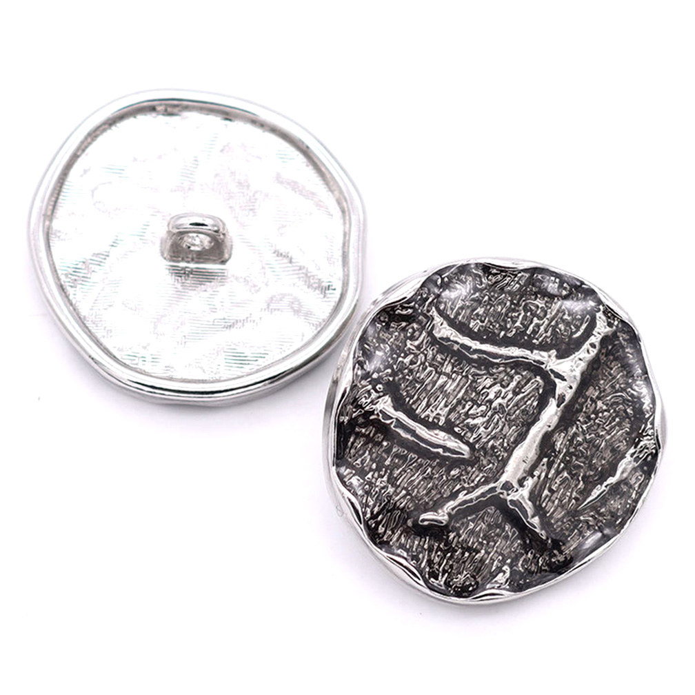 Craftisum 20 pcs Silver Irregular Root Theme Enamel Layer Metal Shank Sewing Buttons for Coats -25mm -1"