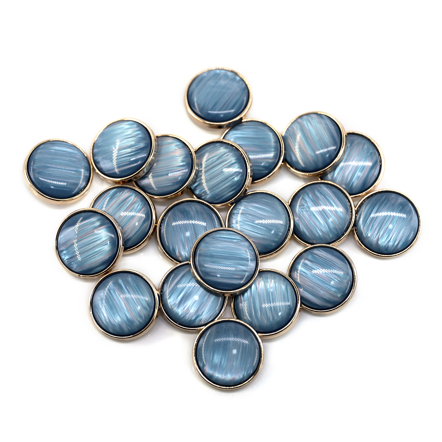 Craftisum 20 pcs Translucent Brushed Blue Resin Layer Sewing Metal Shank Coat Buttons -25mm -1"