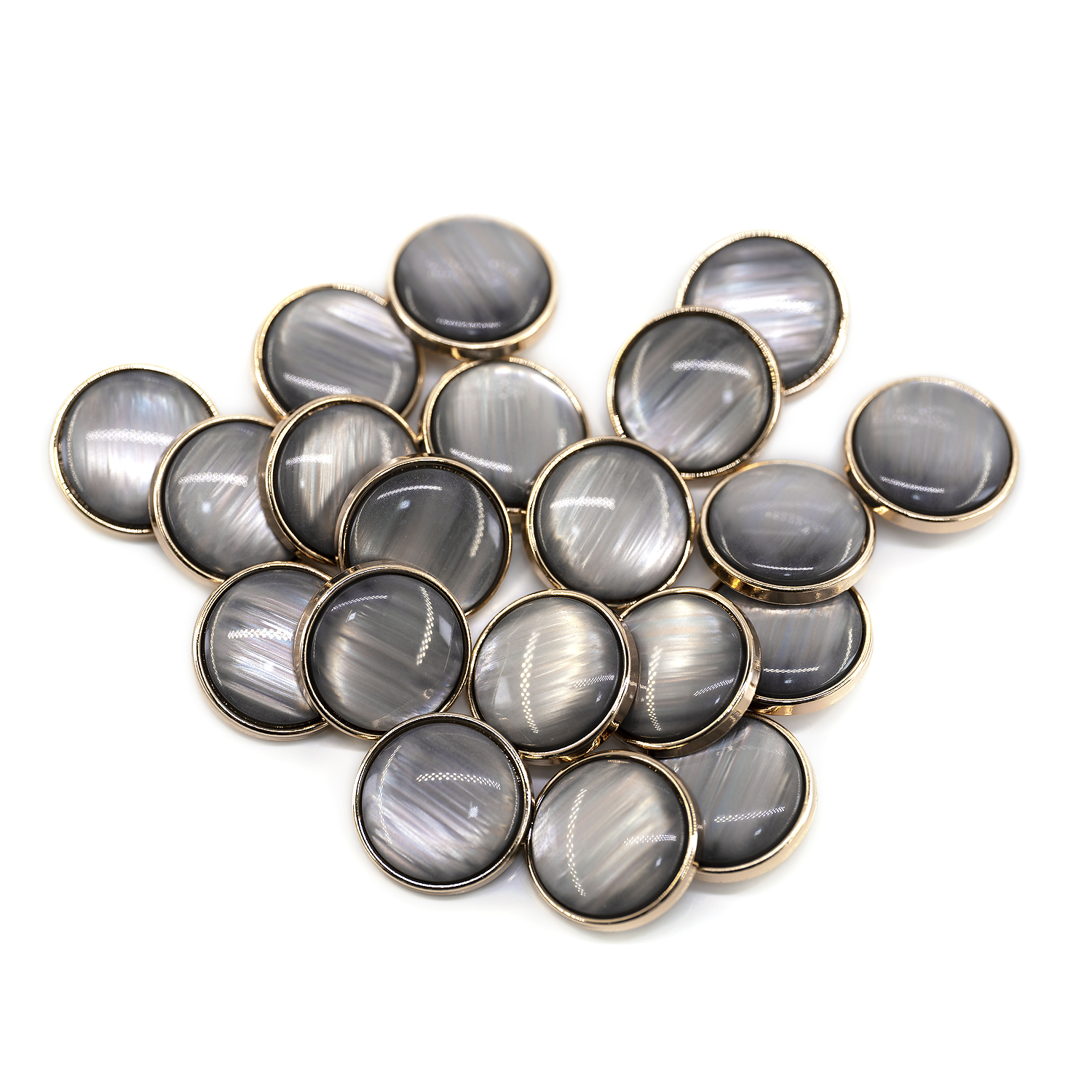 Craftisum 20 pcs Translucent Brushed Gray Resin Layer Sewing Metal Shank Coat Buttons -25mm -1"