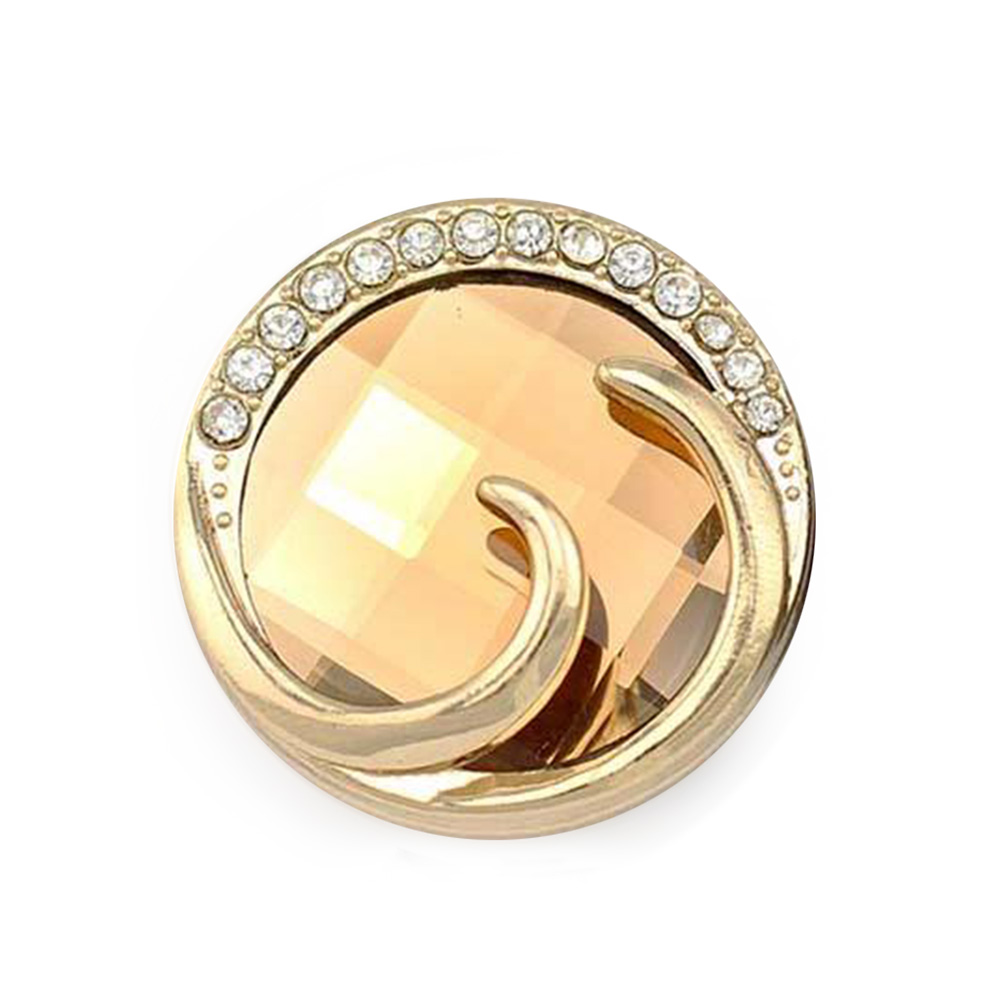 Craftisum 10 pcs Metal Golden Wave Shell with Faceted Glass Flat Sewing Buttons for Coats -34mm -13/8"