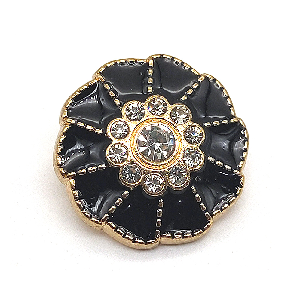 Craftisum 20 pcs Black Enamel Turbofan Flower Golden Metal Shank Sewing Coat Buttons -25mm -1"