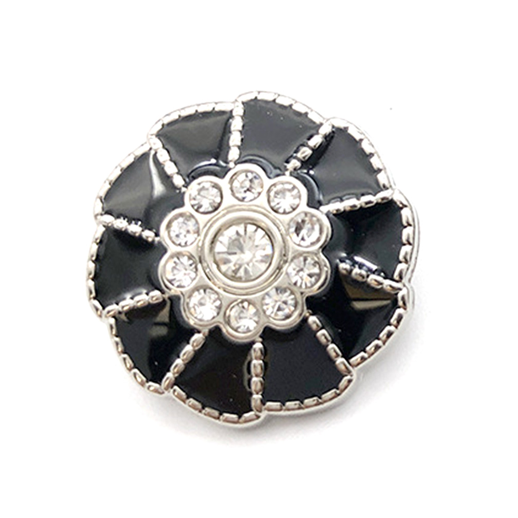 Craftisum 20 pcs Black Enamel Turbofan Flower Silver Metal Shank Sewing Coat Buttons -25mm -1"