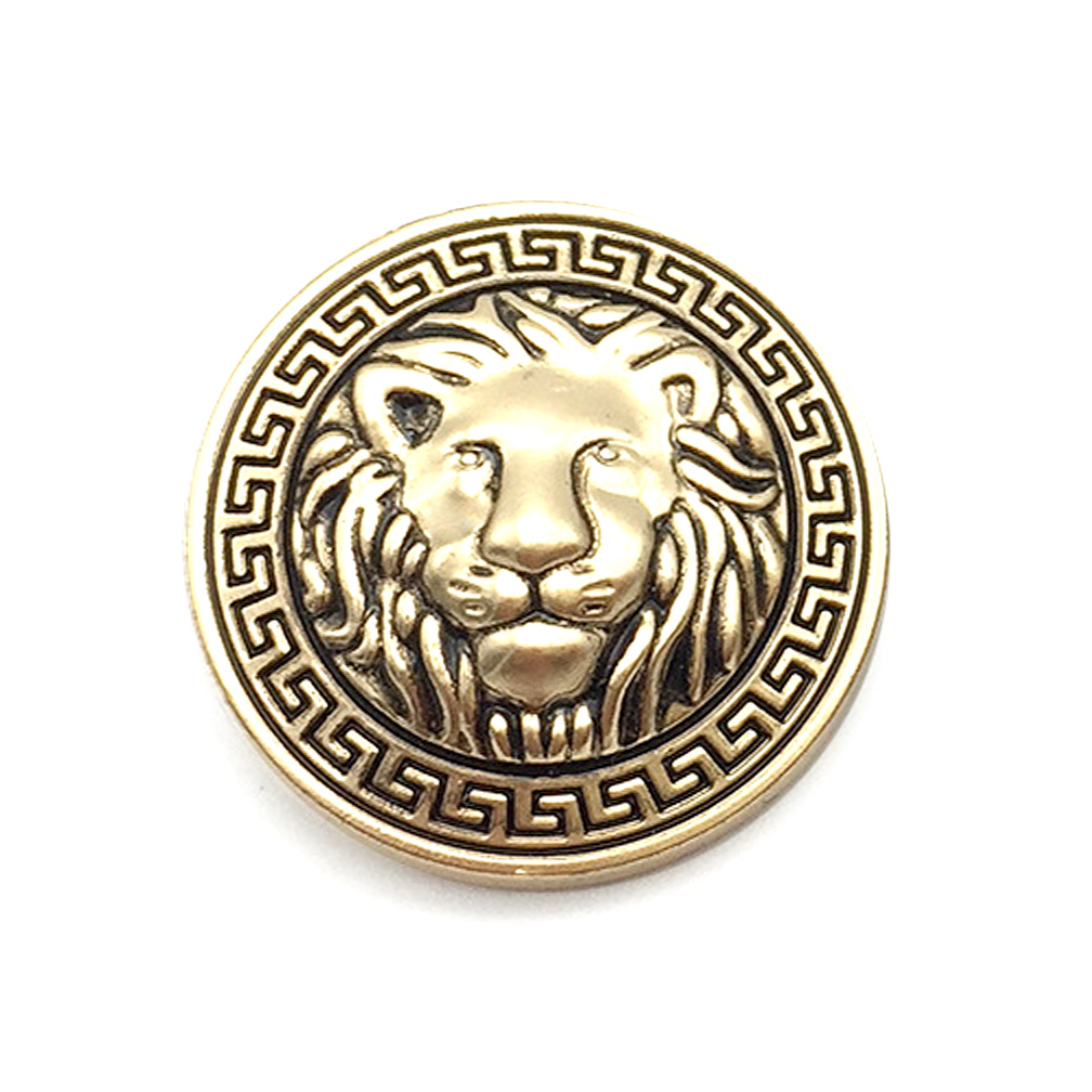 Craftisum 20 pcs Retro Golden Stamping Lion Metal Coat Buttons with Shank for Sewing -25mm -1"
