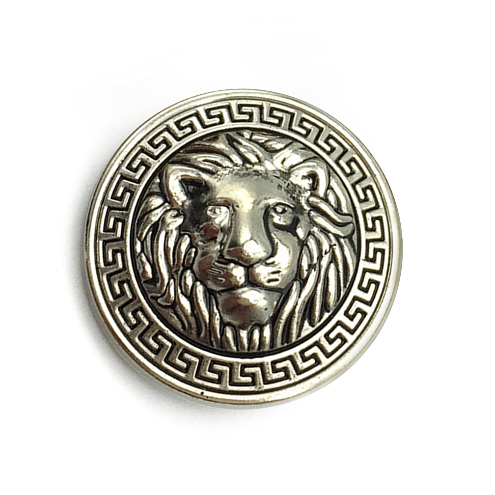 Craftisum 20 pcs Retro Silver Stamping Lion Metal Coat Buttons with Shank for Sewing -25mm -1"