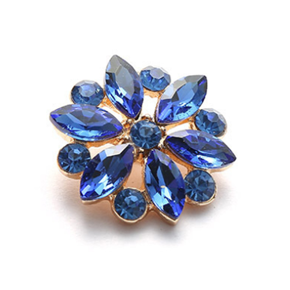 Craftisum 10 pcs Openwork Blue Rhinestone Flower Sewing Metal Shank Coat Buttons -19mm -3/4"