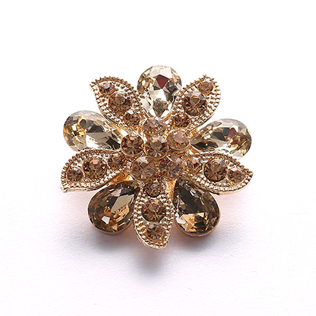 Craftisum 10 pcs Golden Floral Rhinestone Metal Layer Sewing Shank Coat Buttons -30mm -13/16"