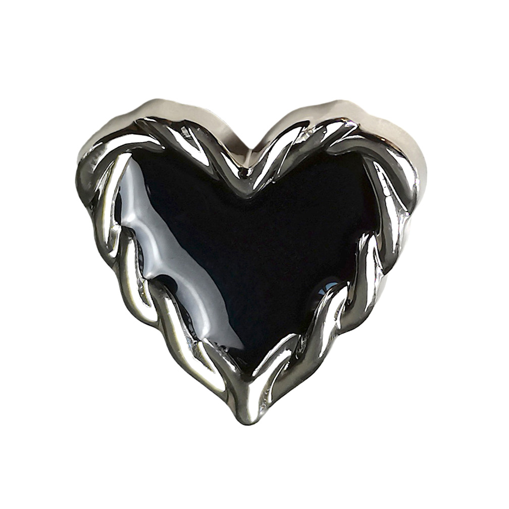 Craftisum 20 pcs Black Enamel Electroplate Metal Heart Shank Sewing Coat Buttons -23mm -7/8"