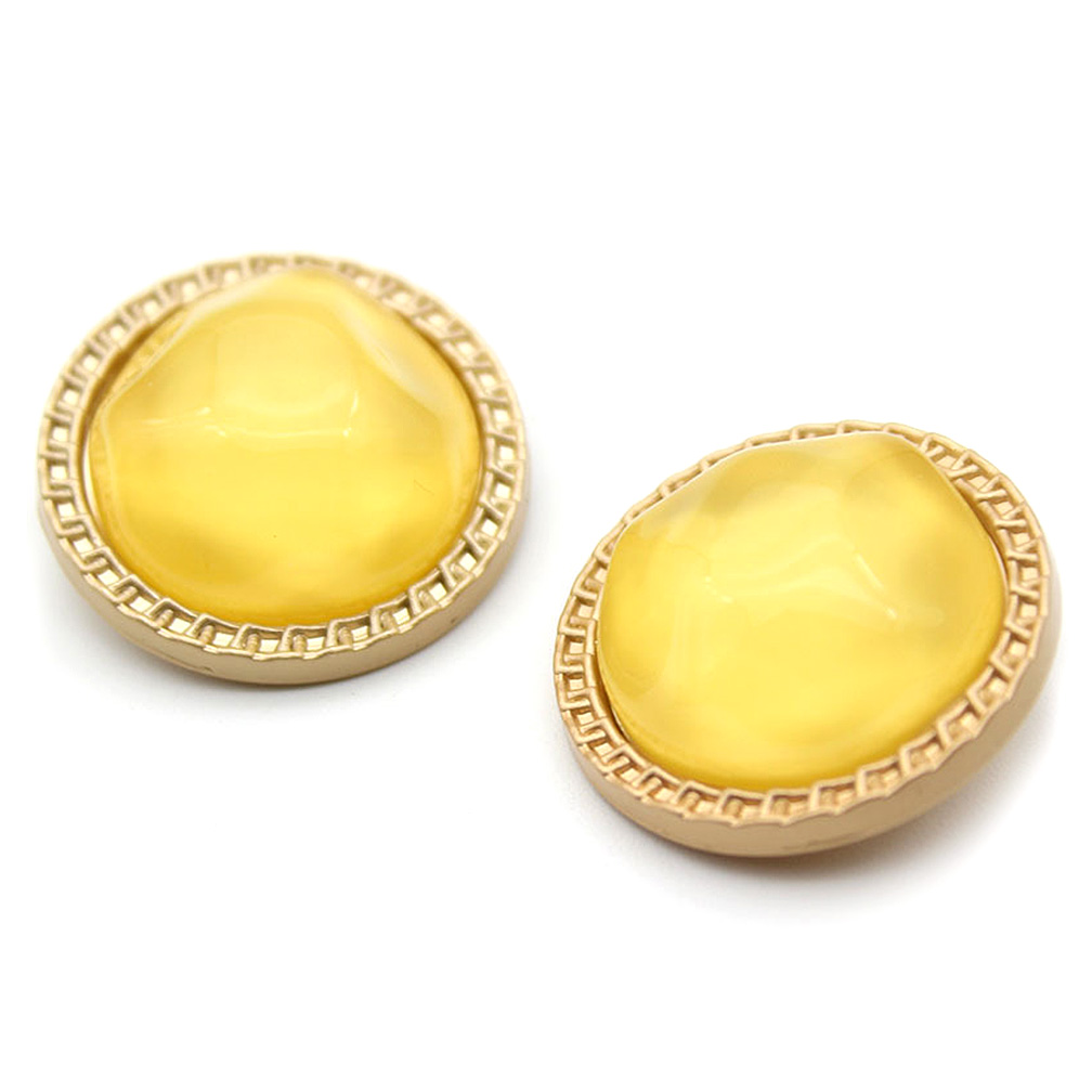 Craftisum 20 pcs Yellow Translucent Jelly Shape Resin Round Metal Shank Sewing Coat Buttons -25mm -1"