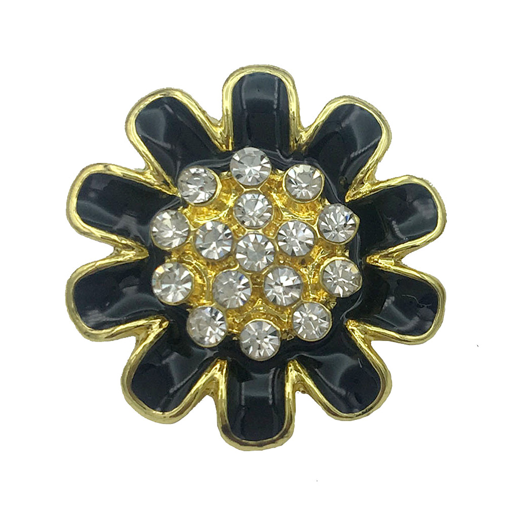 Craftisum 20 pcs Black Enamel Rhinestone Daisy Sewing Metal Shank Coat Buttons -22mm -8/9"