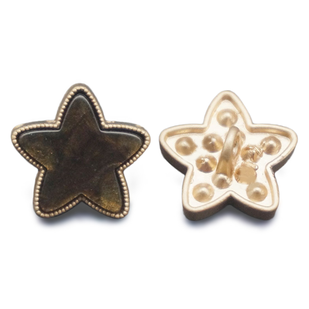 Craftisum 20 pcs Brown Resin Star Shape Metal Shank Sewing Buttons for Coats -25mm -1"