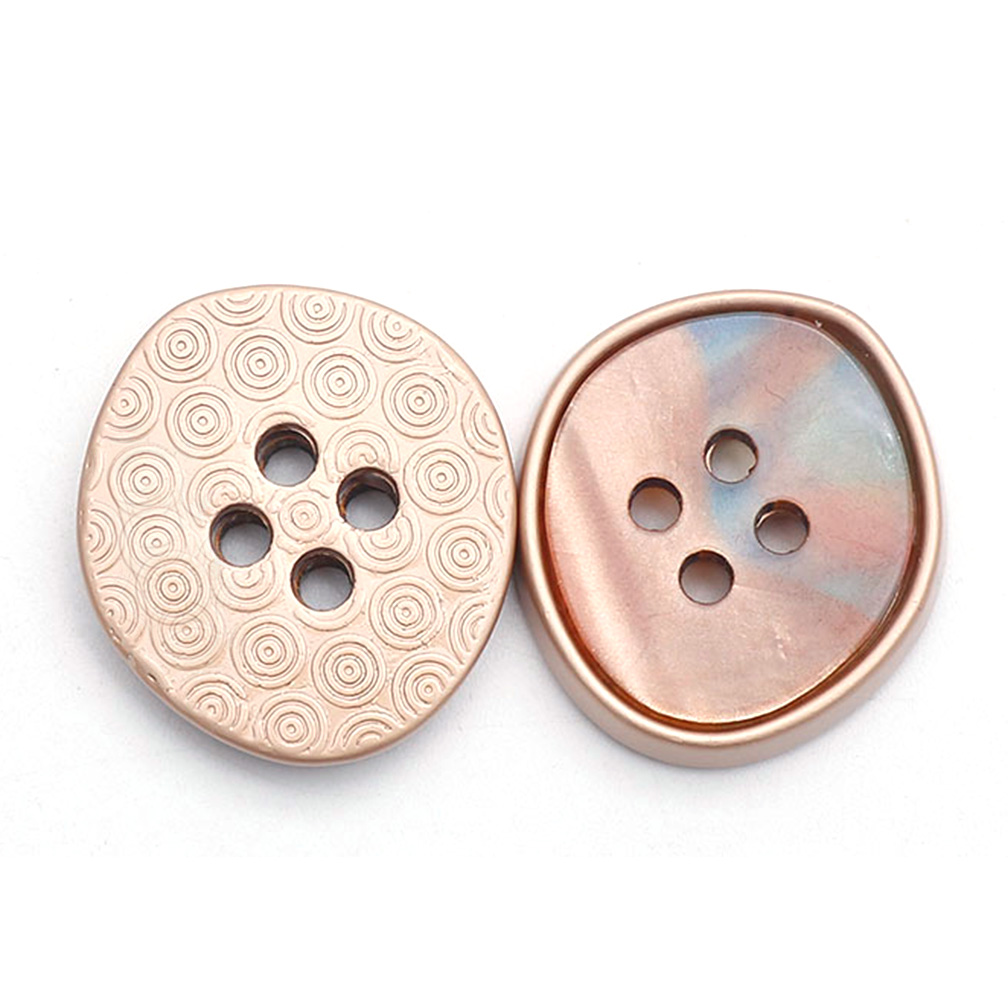 Craftisum 20 pcs Cofee Resin Irregular Shape Metal Base 4 Holes Flat Sewing Coat Buttons -20mm -13/16"