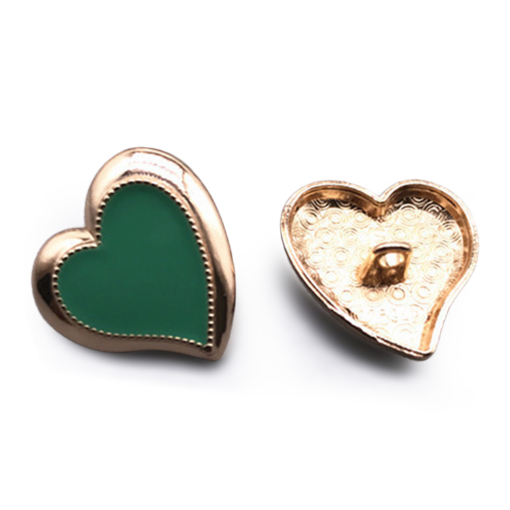 Craftisum 20 pcs Green Enamel Curved Heart Metal Shank Sewing Buttons for Coats -23mm -7/8"