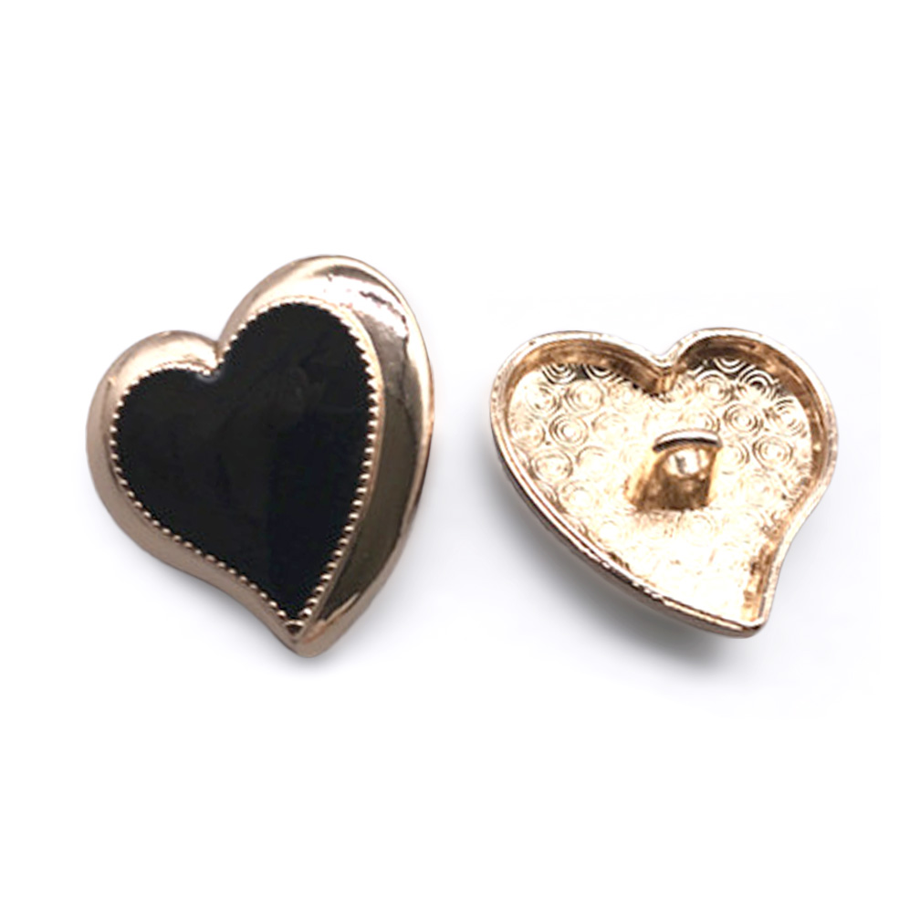 Craftisum 20 pcs Black Enamel Curved Heart Metal Shank Sewing Buttons for Coats -23mm -7/8"