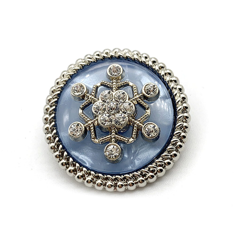 Craftisum 10 pcs Blue Resin Layer Rhinestone Snowflake Sewing Metal Shank Coat Buttons -25mm -1"
