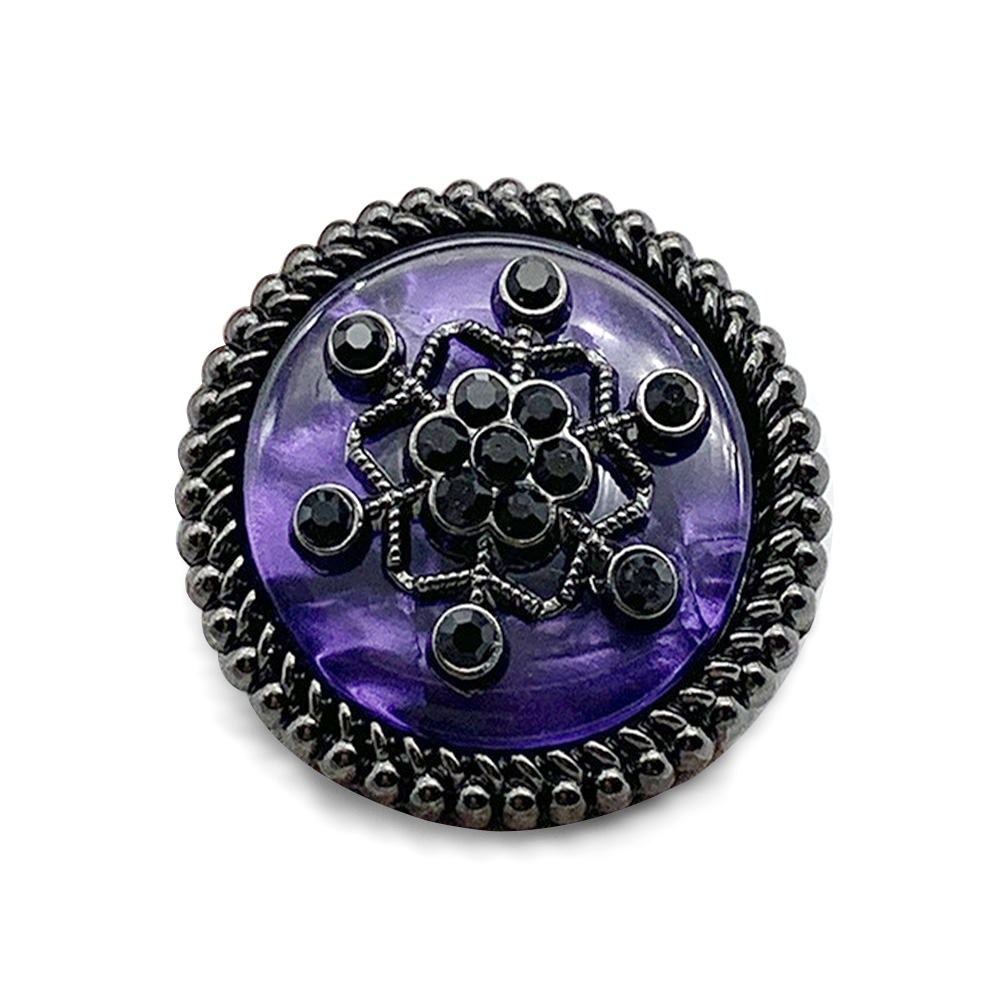 Craftisum 10 pcs Purple Resin Layer Black Rhinestone Snowflake Sewing Metal Shank Coat Buttons -25mm -1"